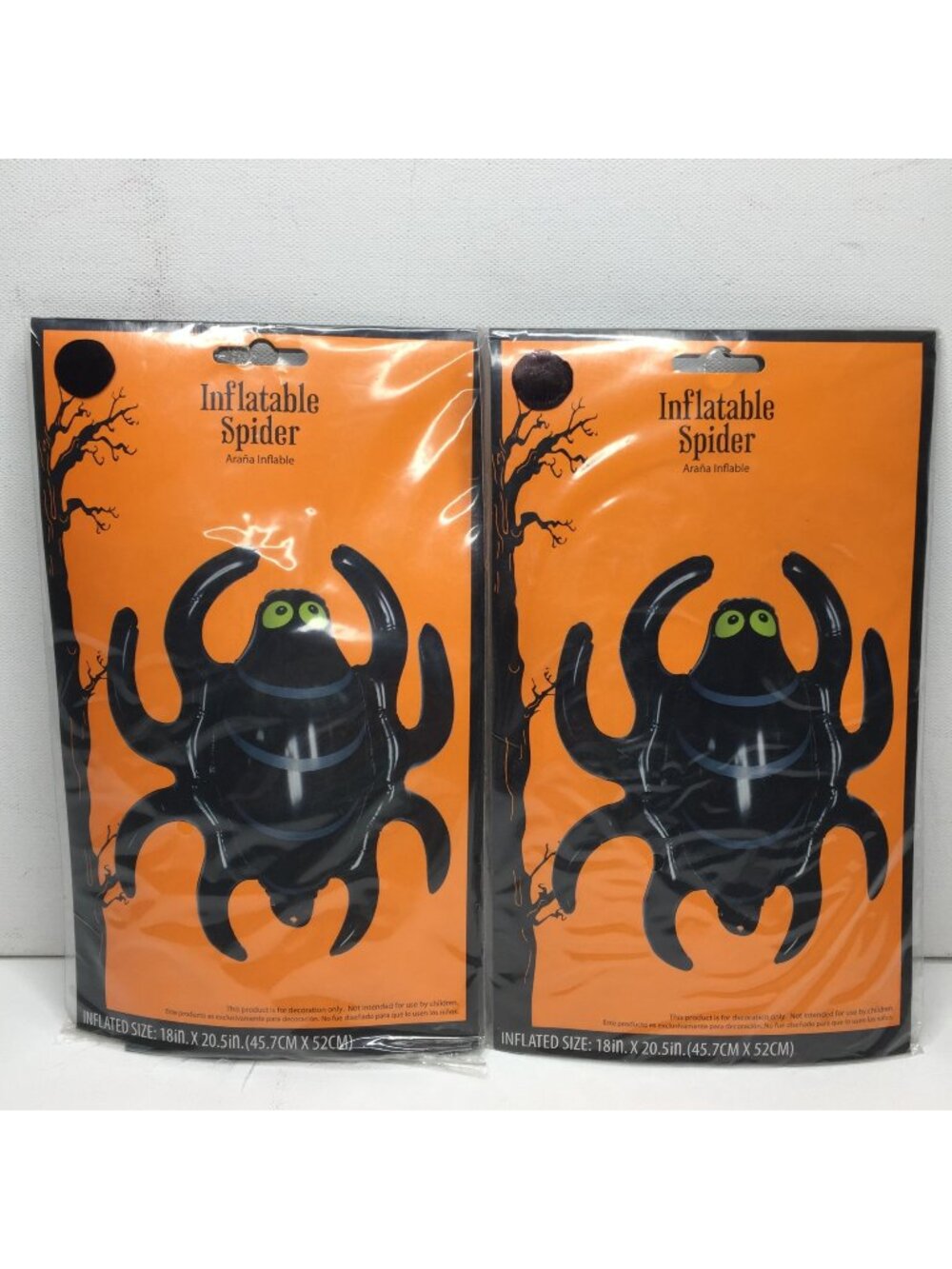 Set 2 Halloween Inflatable Black Spider 18" Decor Yard Hanging Decoration Party